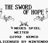 Sword of Hope title screen for GameBoy